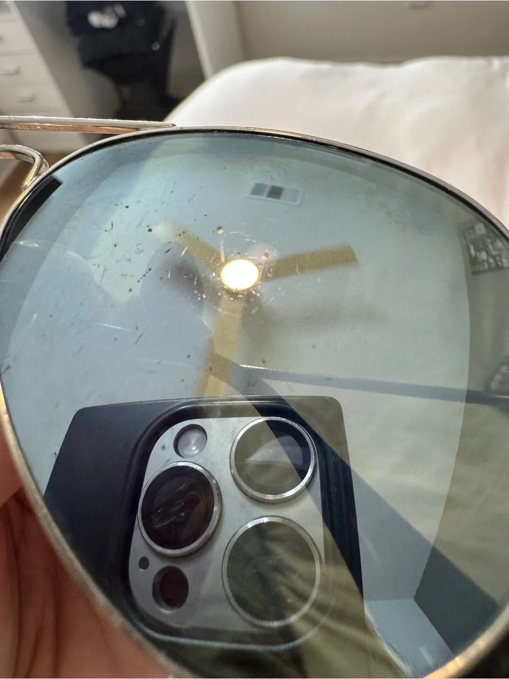 Ray-Ban Silver Frame Sunglasses with Blue Lenses and case